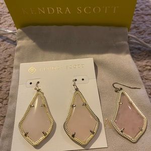 Kendra Scott Alex Gold Drop Earrings in Rose Quartz Pink - plus BONUS earring